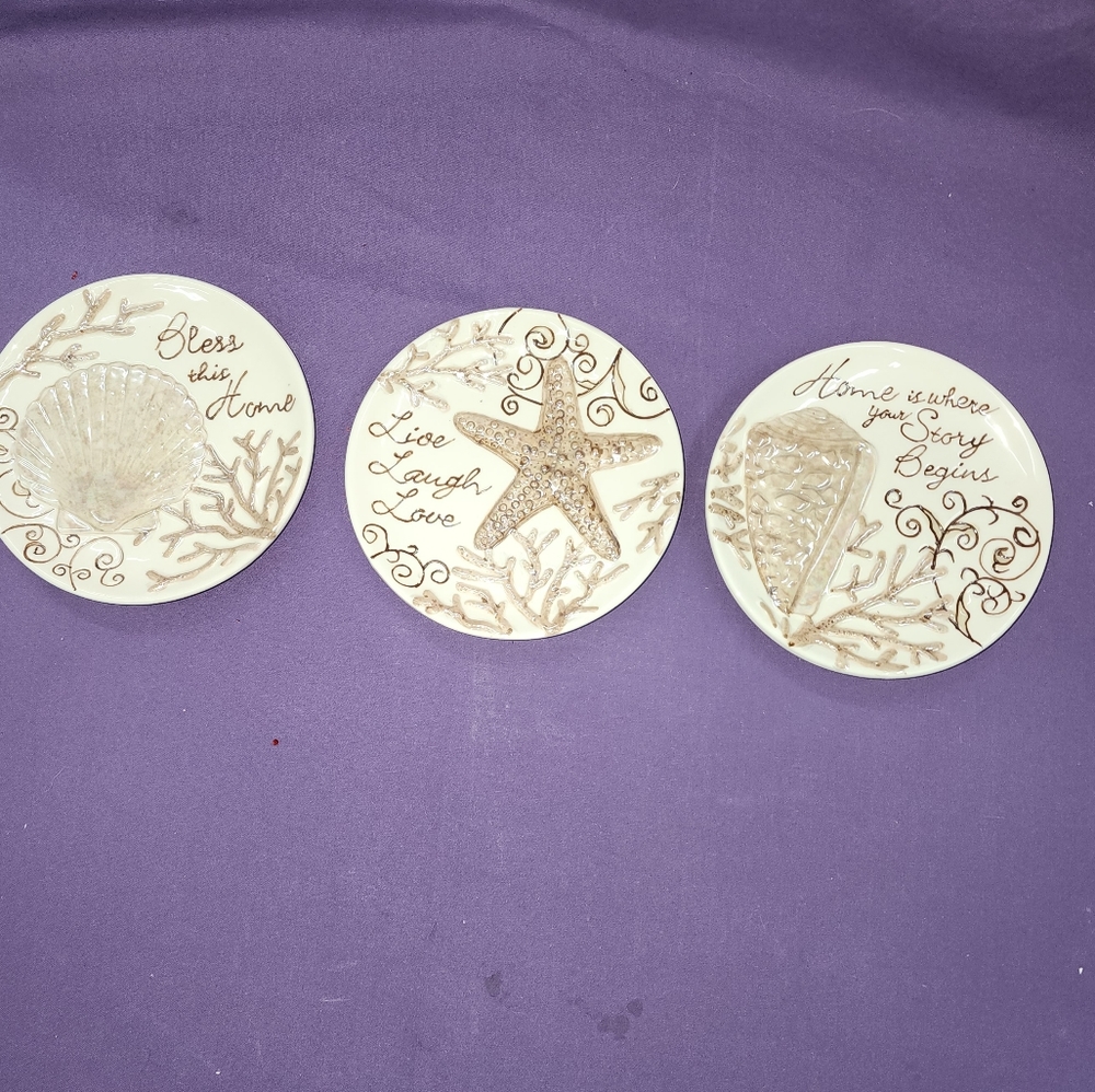 Set of 3 Beach Inspired Wall Decor Plates